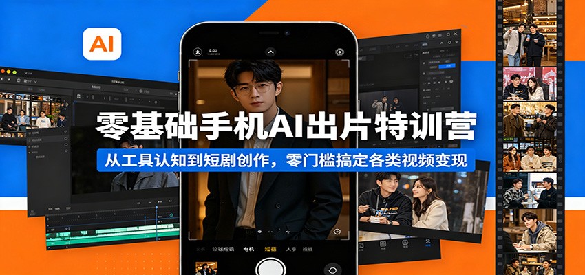 零基础手机AI出片特训营：从工具认知到短剧创作，零门槛搞定各类视频变现-华夏圈