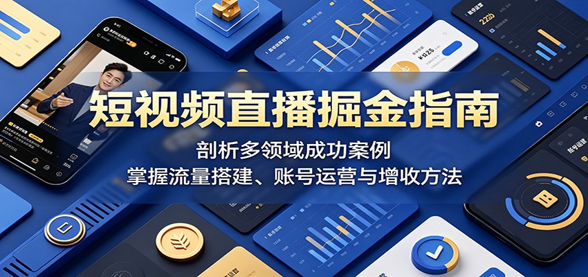 短视频直播掘金指南：剖析多领域成功案例，掌握流量搭建、账号运营与增收方法-吾藏分享
