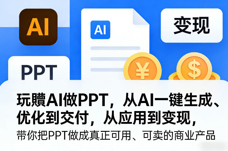 玩賺AI做PPT，从AI一键生成、优化到交付，从应用到变现，带你把PPT做成真正可用、可卖的商业产品（更新0401）-休闲网赚three