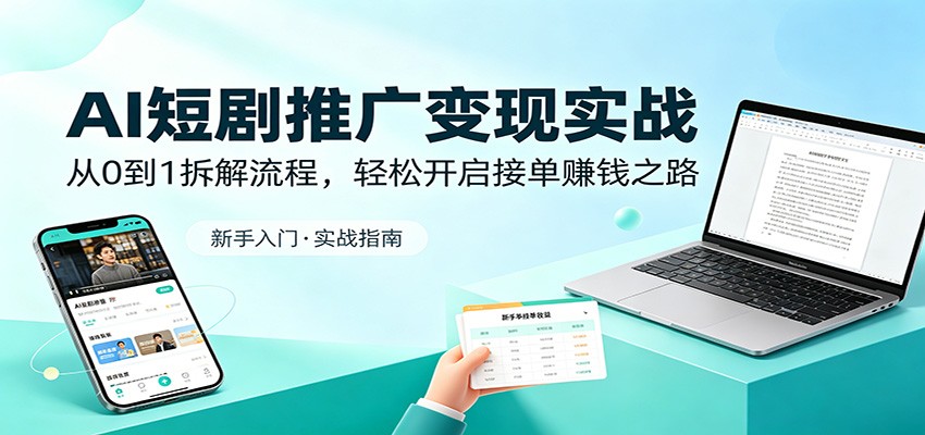 AI短剧推广变现实战：从0到1拆解流程，轻松开启接单赚钱之路-赚客网赚