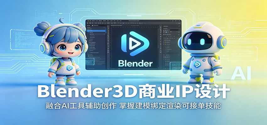Blender3D商业IP设计：融合AI工具辅助创作，掌握建模绑定渲染可接单技能-吾藏分享
