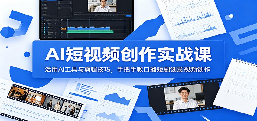 AI短视频创作实战课：活用AI工具与剪辑技巧，手把手教口播短剧创意视频创作-吾藏分享
