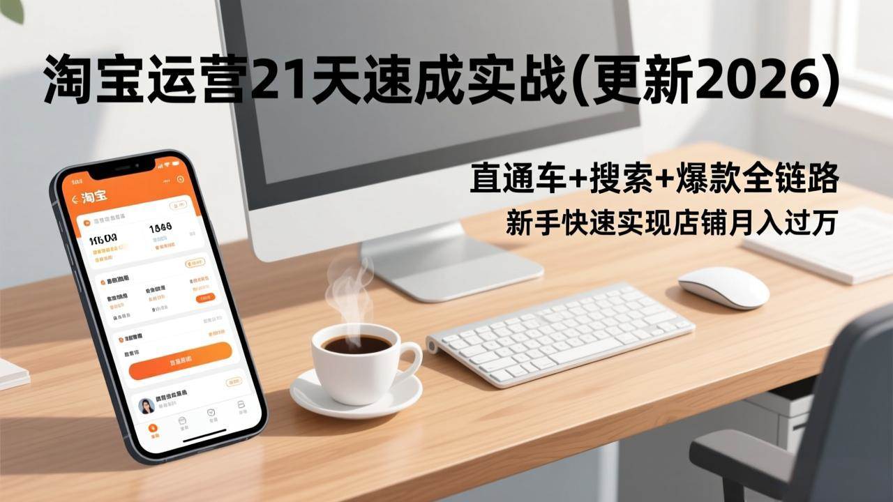 （17806期）淘宝运营21天速成实战(更新3月)，直通车+搜索+爆款全链路，新手快速实现店铺月入过万-赚客网赚