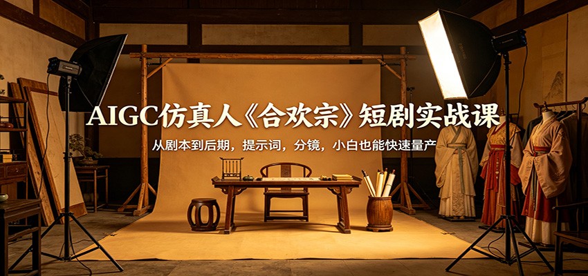 AIGC仿真人《合欢宗》短剧实战课：从剧本到后期，提示词，分镜，小白也能快速量产-吾藏分享