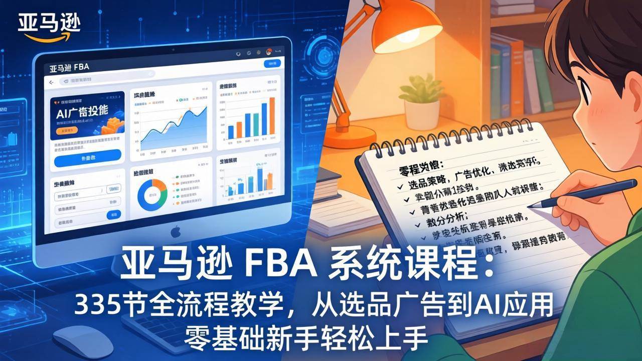 （17744期）亚马逊 FBA 系统课程（更新26年3月）335节全流程教学，从选品广告到AI应用，零基础新手轻松上手-赚客网赚