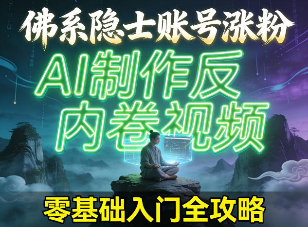 佛系隐士账号涨粉，AI制作反内卷视频，零基础入门全攻略-赚客网赚