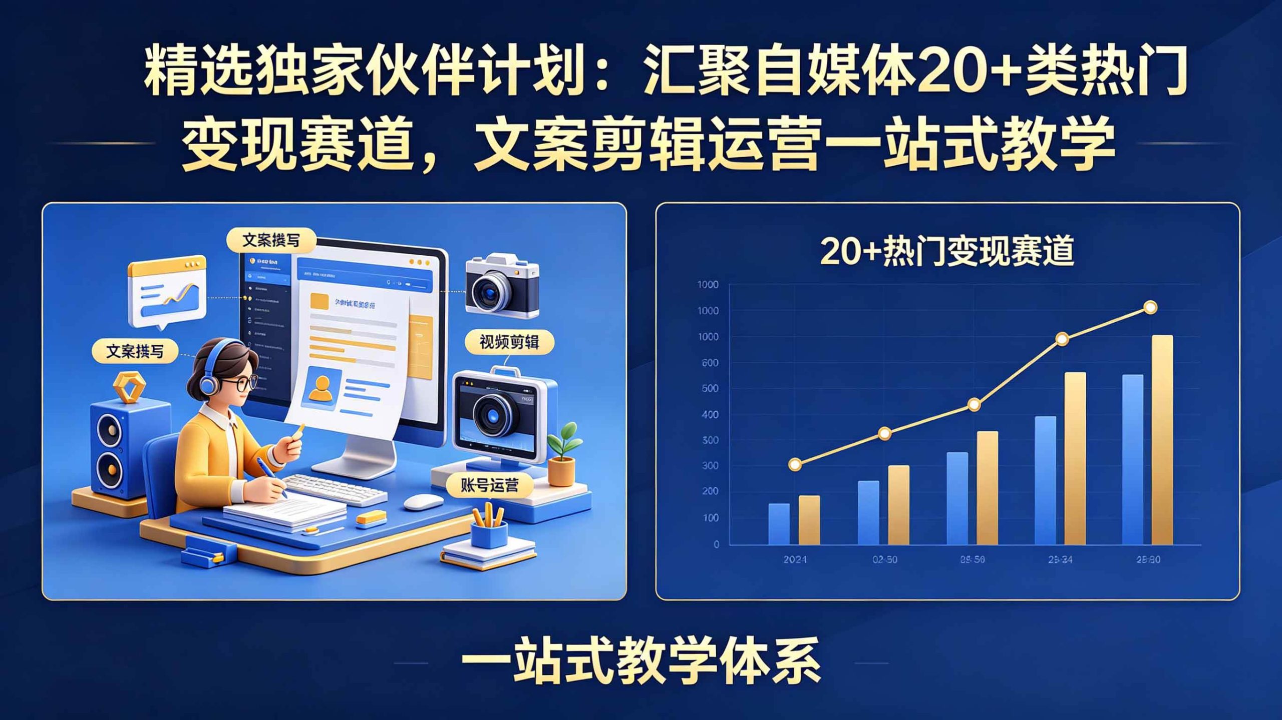 （18478期）精选独家伙伴计划：汇聚自媒体20+类热门变现赛道，文案剪辑运营一站式教学-吾藏分享