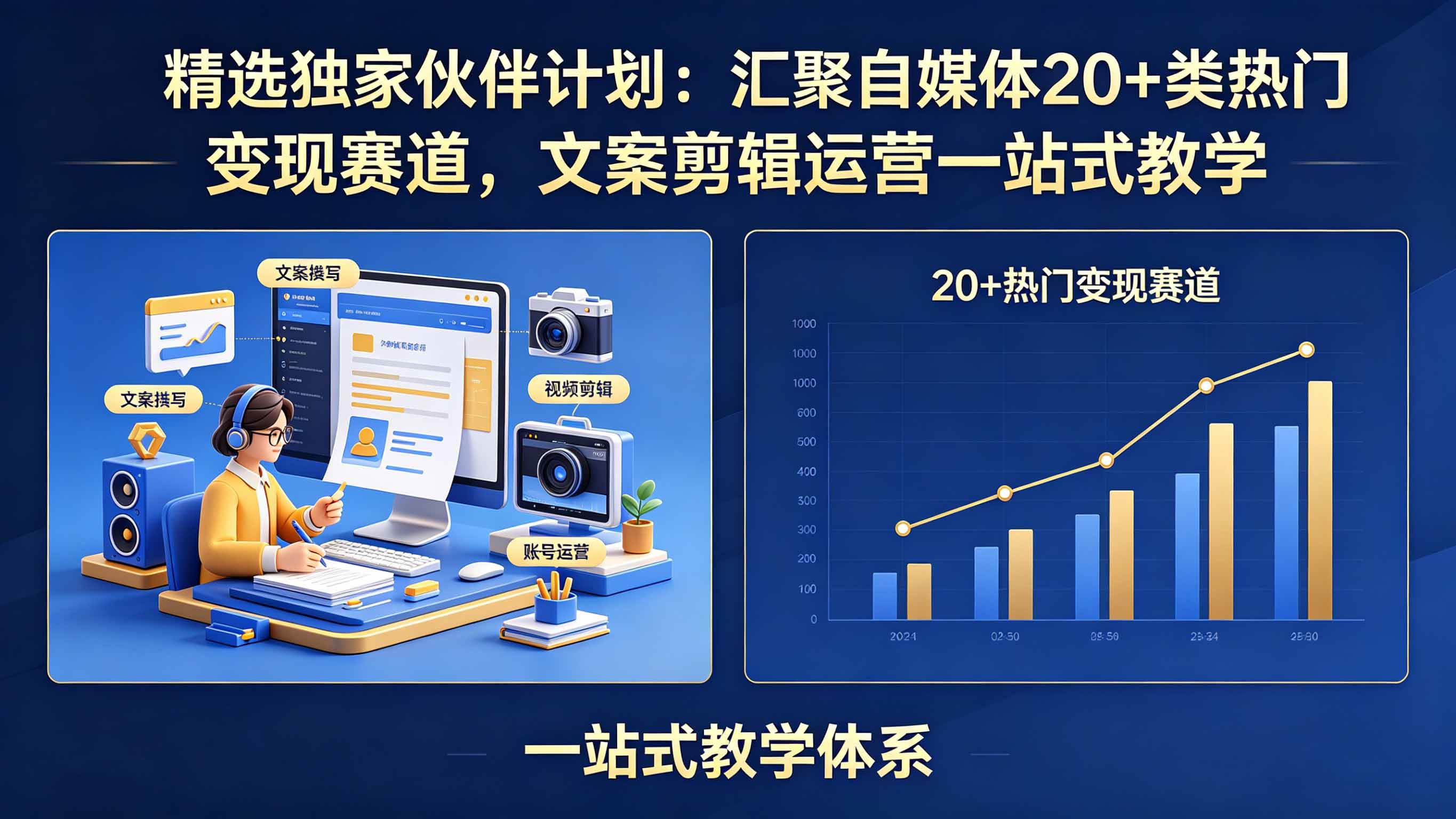 （18478期）精选独家伙伴计划：汇聚自媒体20+类热门变现赛道，文案剪辑运营一站式教学-创客前沿