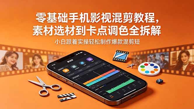 （18750期）零基础手机影视混剪教程，素材选材到卡点调色全拆解，小白跟着实操轻松制作爆款混剪短片-吾藏分享