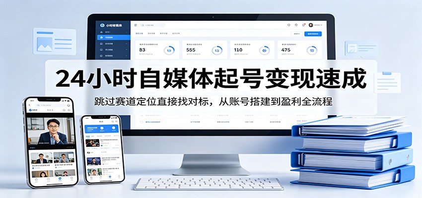 24小时自媒体起号变现速成，跳过赛道定位直接找对标，从账号搭建到盈利全流程-赚客网赚