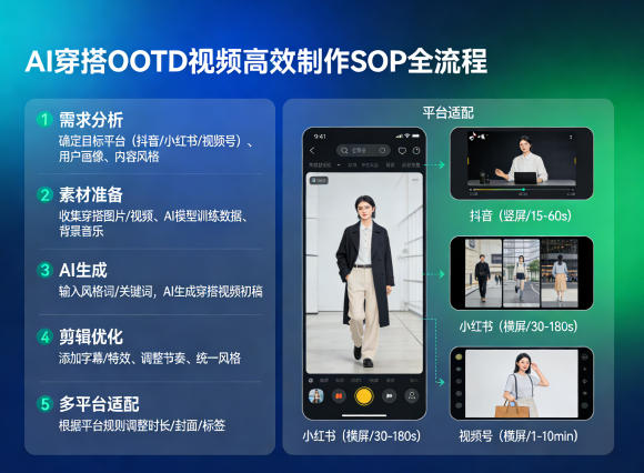 AI穿搭OOTD视频高效制作SOP全流程，适配抖音小红书视频号全平台-赚客网赚
