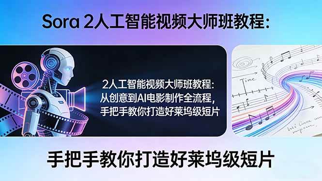 （17688期）Sora 2人工智能视频大师班教程：从创意到AI电影制作全流程，手把手教你打造好莱坞级短片--