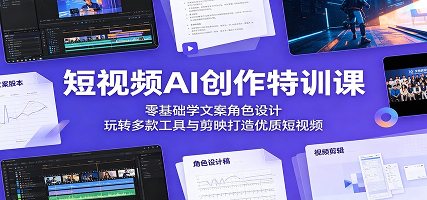 短视频AI创作特训课：零基础学文案角色设计，玩转多款工具与剪映打造优质短视频-赚客网赚