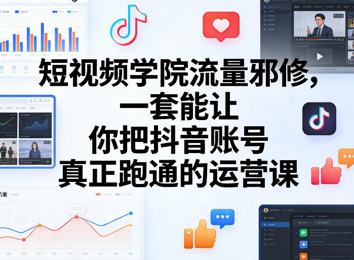 短视频学院流量邪修，一套能让你把抖音账号真正跑通的运营课-微乐源创业网