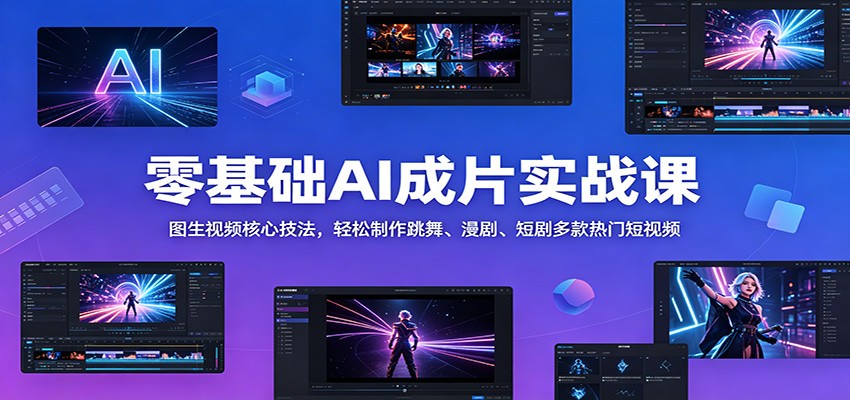 零基础AI成片实战课：图生视频核心技法，轻松制作跳舞、漫剧、短剧多款热门短视频-吾藏分享