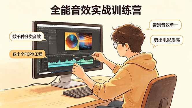 （18287期）全能音效实战训练营：数千种分类音效+数十个FCPX工程，告别音效单一，剪出电影质感-赚客网赚