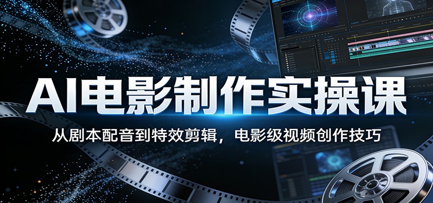 AI电影制作实操课：从剧本配音到特效剪辑，电影级视频创作技巧-赚客网赚