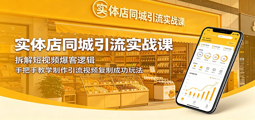 实体店同城引流实战课：拆解短视频爆客逻辑，手把手教学制作引流视频复制成功玩法-休闲网赚three