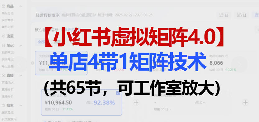 小红书虚拟矩阵4.0技术：单店4带1矩阵（共65节，可工作室放大）-吾藏分享