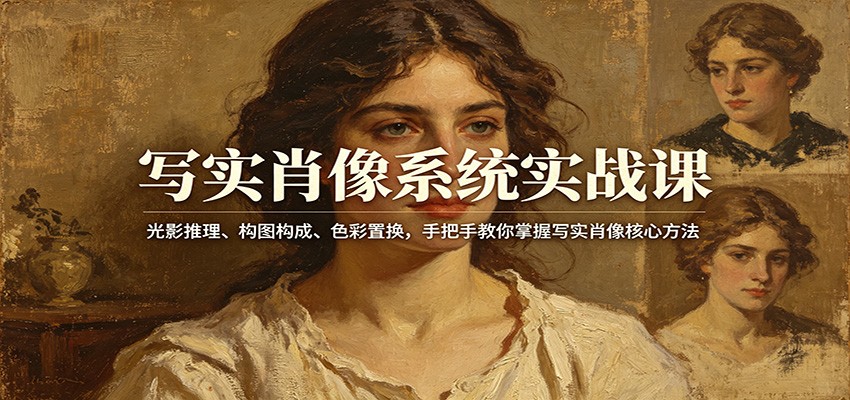 写实肖像系统实战课：光影推理、构图构成、色彩置换，手把手教你掌握写实肖像核心方法-赚客网赚