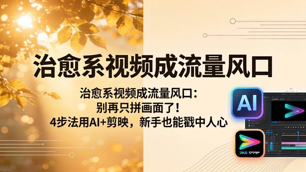 （18219期）治愈系视频成流量风口：别再只拼画面了！4步法用AI+剪映，新手也能戳中人心-吾藏分享