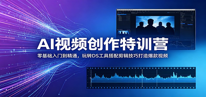 AI视频创作特训营：零基础入门到精通，玩转DS工具搭配剪辑技巧打造爆款视频-吾藏分享