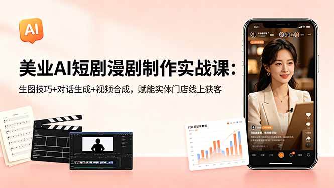 （18536期）美业AI短剧漫剧制作实战课：生图技巧+对话生成+视频合成，赋能实体门店线上获客-雷总联盟