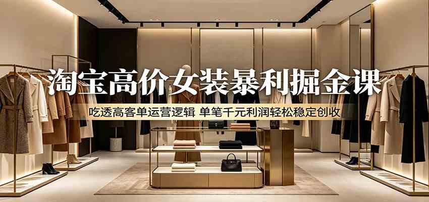 淘宝高价女装暴利掘金课：吃透高客单运营逻辑，单笔千元利润轻松稳定创收-吾藏分享