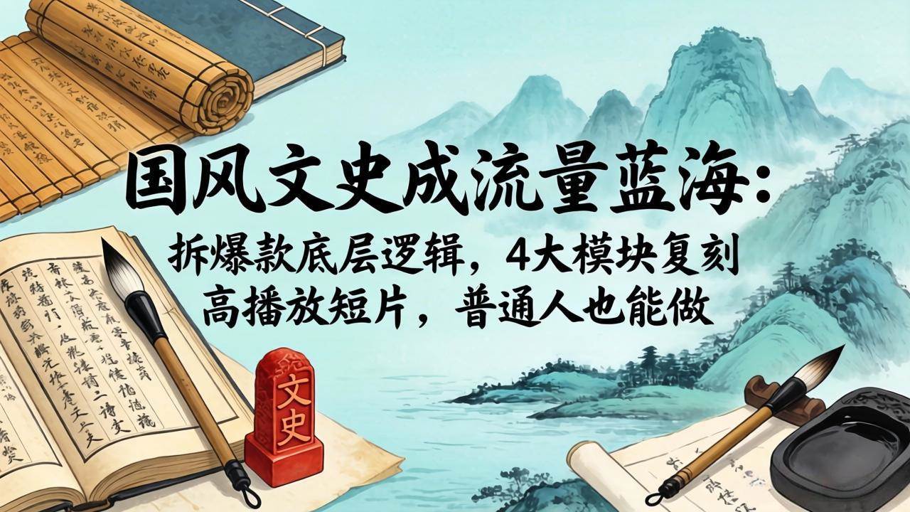 （18227期）国风文史成流量蓝海：拆爆款底层逻辑，4大模块复刻高播放短片，普通人也能做-创客前沿
