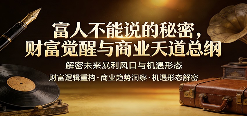 富人不能说的秘密，财富觉醒与商业天道总纲，解密未来暴利风口与机遇形态-微乐源创业网