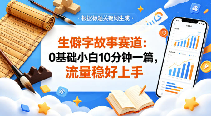 公众号流量主——生僻字故事赛道，流量稳，好上手，0基础小白也能10分钟一篇-赚客网赚
