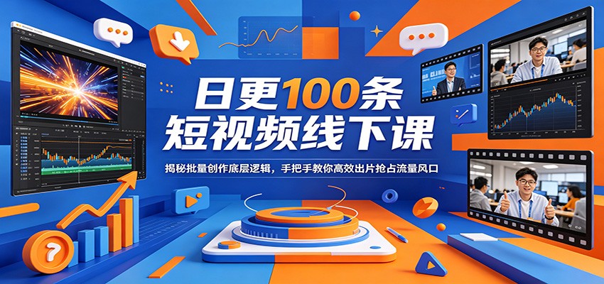 日更100条短视频线下课：揭秘批量创作底层逻辑，手把手教你高效出片抢占流量风口-吾藏分享