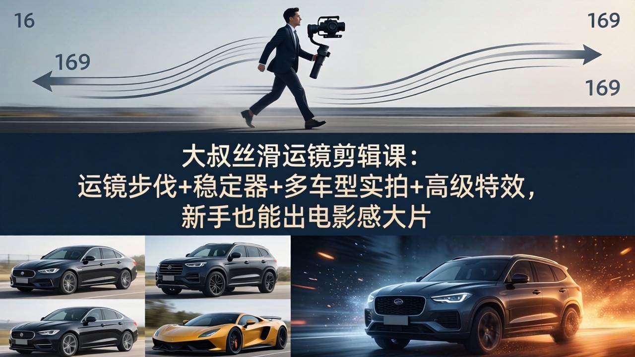 （18004期）大叔丝滑运镜剪辑课：运镜步伐+稳定器+多车型实拍+高级特效，新手也能出电影感大片-赚客网赚