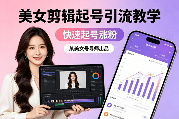 某美女号导师出品：美女剪辑起号引流教学，快速起号涨粉-赚客网赚