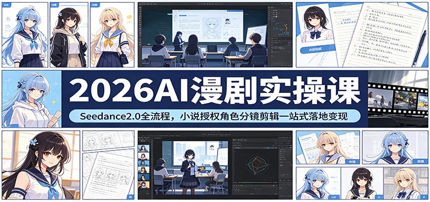2026AI漫剧实操课：Seedance2.0全流程，小说授权角色分镜剪辑一站式落地变现-赚客网赚