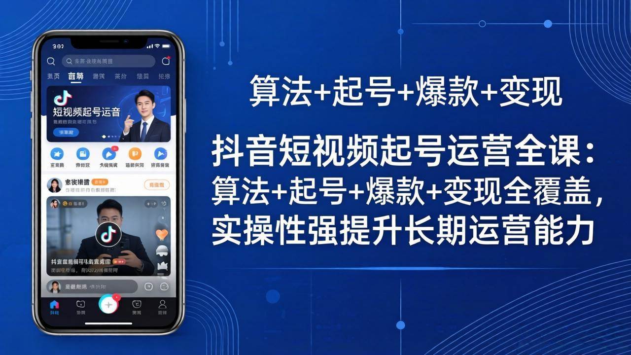 （18071期）抖音短视频起号运营全课：算法+起号+爆款+变现全覆盖，实操性强提升长期运营能力-休闲网赚three