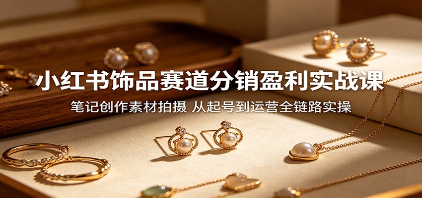小红书饰品赛道分销盈利实战课：笔记创作素材拍摄，从起号到运营全链路实操-吾藏分享