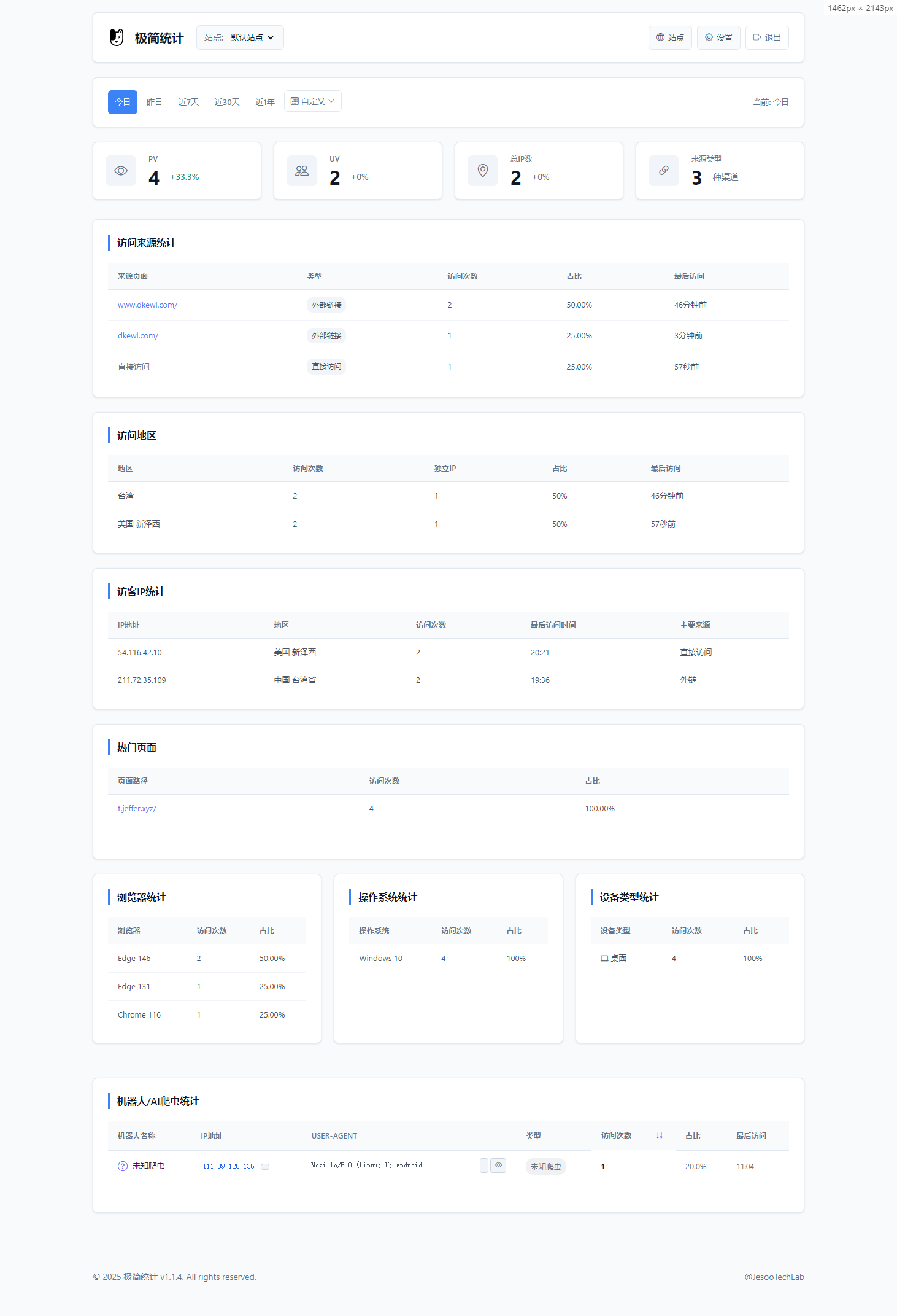 PHP网站统计系统源码 极简统计 支持本地部署-赚客网赚