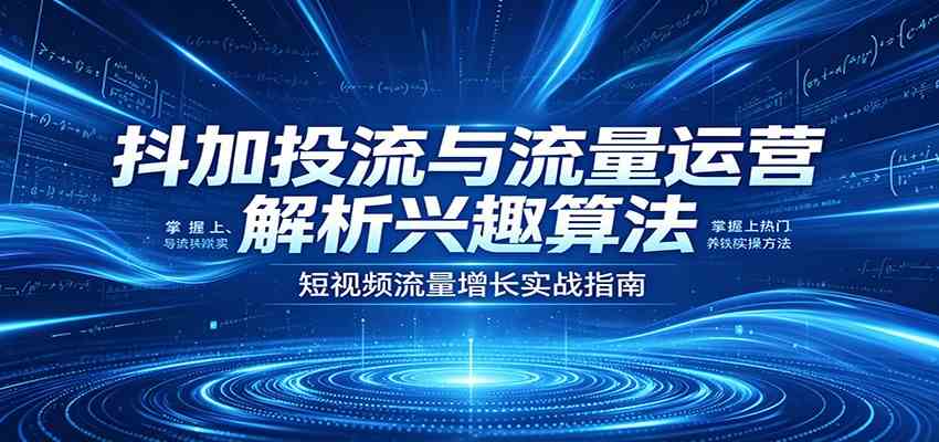 抖加投流与流量运营：解析兴趣算法，掌握上热门、养铁粉实操方法-休闲网赚three