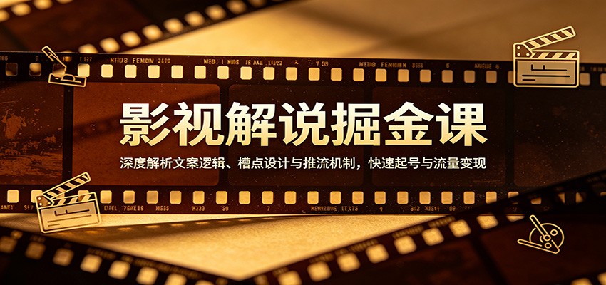 影视解说掘金课：深度解析文案逻辑、槽点设计与推流机制，快速起号与流量变现-赚客网赚
