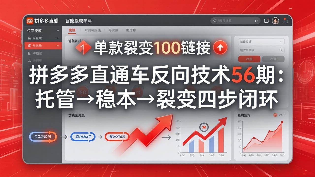 （17737期）拼多多直通车反向技术56期：托管→稳本→裂变四步闭环，单款裂变100链接抢占核心流量-吾藏分享