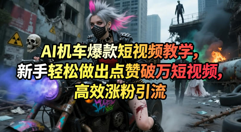 AI机车爆款短视频教学，新手轻松做出点赞破万短视频，高效涨粉引流-吾藏分享
