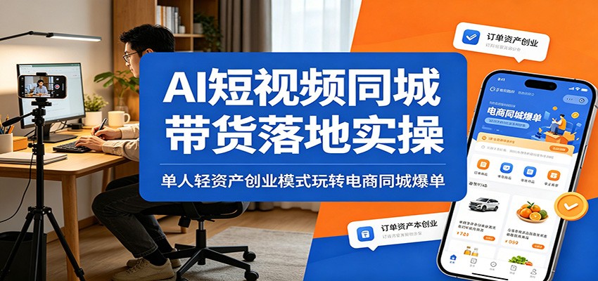 AI短视频同城带货落地实操：单人轻资产创业模式玩转电商同城爆单-吾藏分享