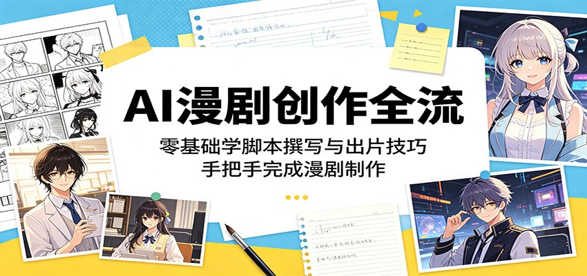 AI漫剧创作全流：零基础学脚本撰写与出片技巧，手把手完成漫剧制作-赚客网赚
