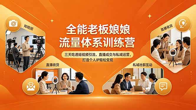 （18187期）全能老板娘流量体系训练营，三天吃透短视频引流、直播成交与私域运营，打造个人IP轻松变现-华夏圈