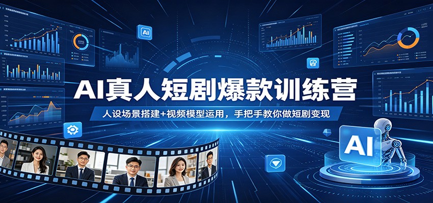 AI真人短剧爆款训练营：人设场景搭建+视频模型运用，手把手教你做短剧变现-休闲网赚three