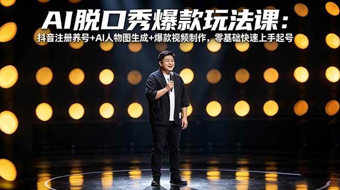 （18012期）AI脱口秀爆款玩法课：抖音注册养号+AI人物图生成+爆款视频制作，零基础快速上手起号-创客前沿