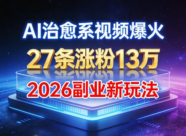 AI治愈系视频爆火，27条涨粉13W，2026新手副业新玩法-赚客网赚