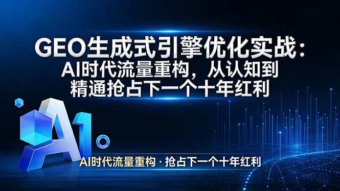 （17708期）GEO 生成式引擎优化实战：AI时代流量重构，从认知到精通抢占下一个十年红利-吾藏分享