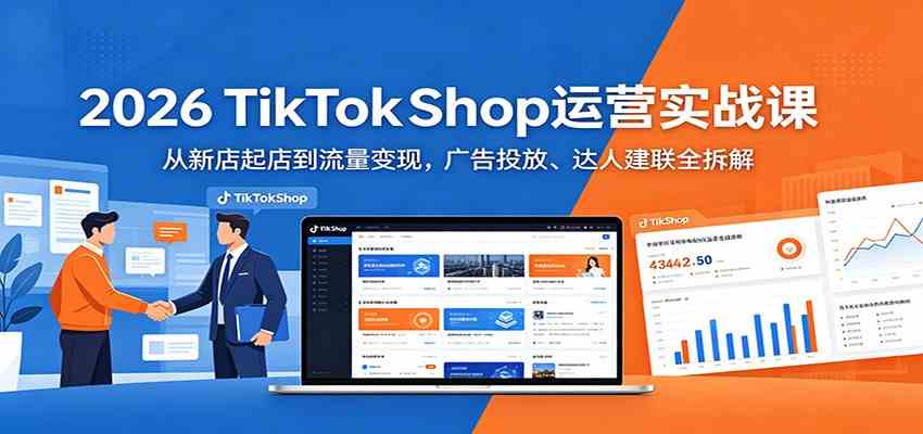 2026 TikTokShop运营实战课：从新店起店到流量变现，广告投放、达人建联全拆解-雷总笔记资源网
